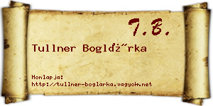 Tullner Boglárka névjegykártya